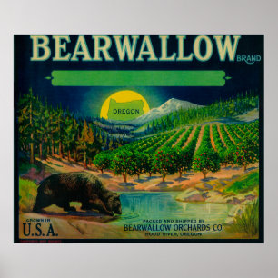 Bearwallow Apple Crate LabelHood River, OR Poster