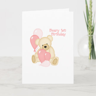 Beary 1st BIrthday (GIRL) Einladung