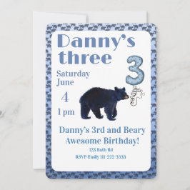 Beary Awesome 3rd Birthday Invitation Einladung
