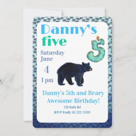 Beary Awesome 5th Birthday Invitation Einladung