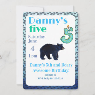 Beary Awesome 5th Birthday Invitation Einladung