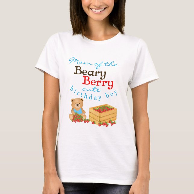 Beary Berry Niedlich Cub's Strawberries Mama Gebur T-Shirt (Vorderseite)