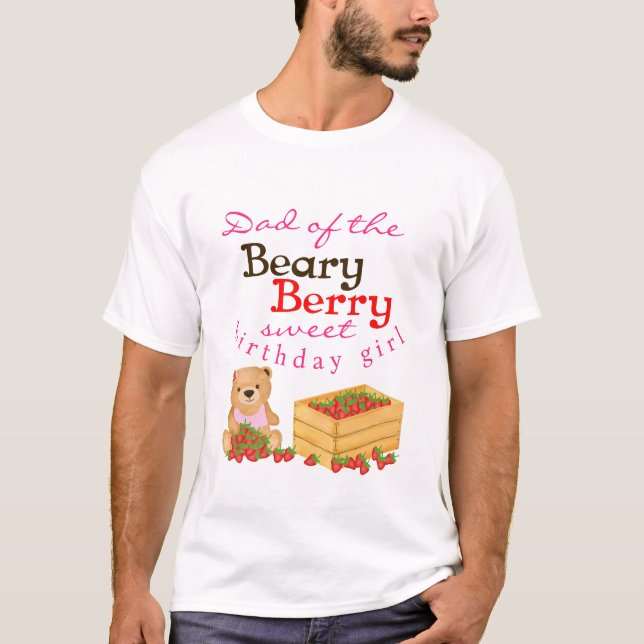 Beary Berry Sweet Cub's Strawberries Vater Geburts T-Shirt (Vorderseite)