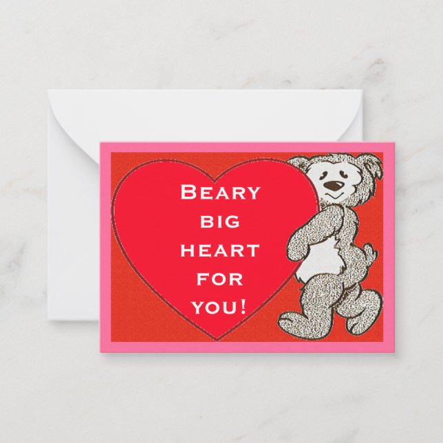 Beary Big Hear Bear Red Valentines Kinder Karten (Vorderseite)