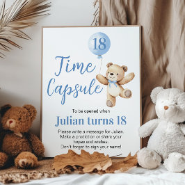 Beary Birthday Bear Blue Ballon Time Kapsel Poster