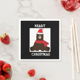 Beary Borwn Holiday Party Napkin Serviette