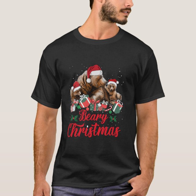 Beary Christmas Mama Bear Niedlich Santa Cubs Chri T-Shirt (Vorderseite)