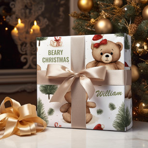 Beary Christmas Personalisiert Teddy Wrapping Pape Geschenkpapier