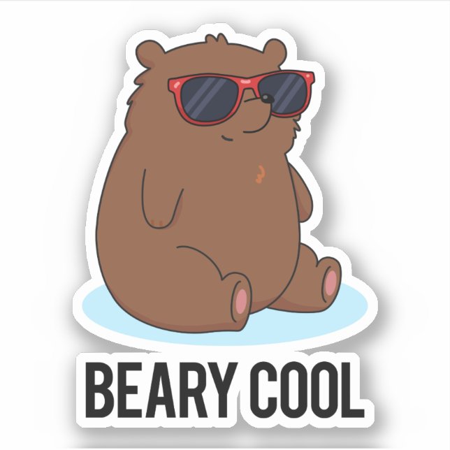 Beary Cool Funny Brown Bären Puff Aufkleber (Vorderseite)