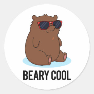 Beary Cool Lustiger Brauner Bär Pun Runder Aufkleber