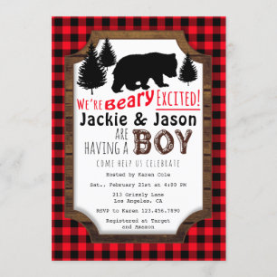 Beary enthusiastisch Woodsy Baby Shower Einladung