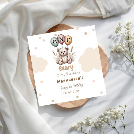 Beary First Balloon Boy 1st Birthday Teddy Bear Serviette