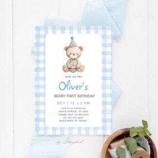 Beary First Birthday Einladung