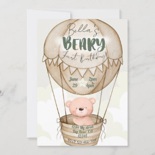 Beary First Birthday Einladung