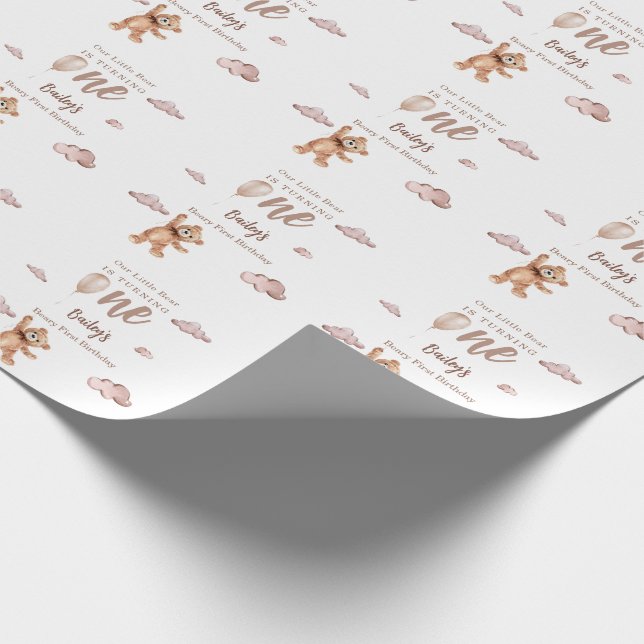 Beary First Birthday Geschenkpapier (Ecke)