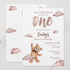 Beary First Birthday Invitation Einladung