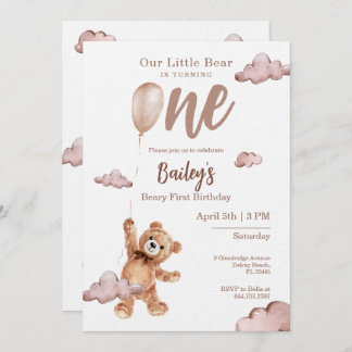 Beary First Birthday Invitation Einladung