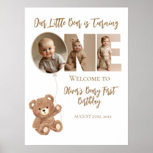 Beary First Birthday Little Bear Foto Willkommen Poster