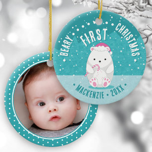 Beary First Christmas Niedlich Polar Bear Baby Fot Keramik Ornament