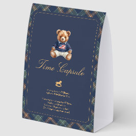 Beary First Plaid Teddy Bear Time Capsule Sign Tischaufsteller