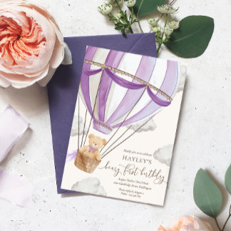 Beary First Teddy Bear Hot Air Ballon Birthday Einladung