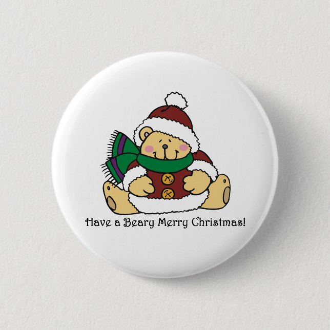 Beary frohe Weihnachten Button (Vorderseite)