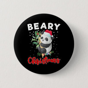 Beary Frohe Weihnachten für Panda Bären Liebhaber Button