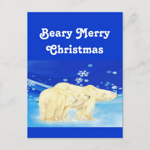 Beary Frohe Weihnachts-Polar-Bären anpassen Feiertagspostkarte