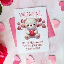 Beary Happy Adorable Teddy Valentine Balloon Card