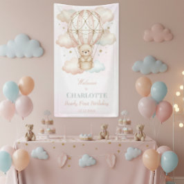 Beary Hot Air Balloon 1st Birthday Welcome Poster