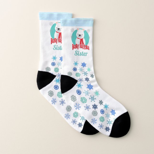 Beary Huggable Winter Weihnachtsbär Personalisiert Socken (Paar)