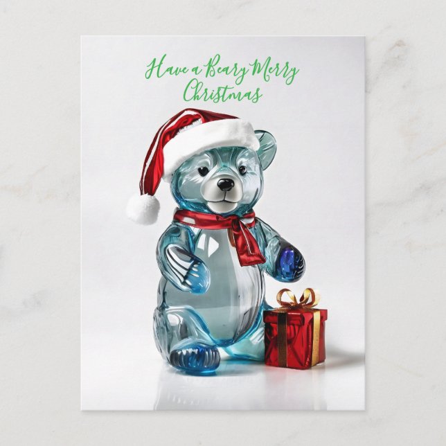 Beary Merry Christmas Feiertagspostkarte (Vorderseite)