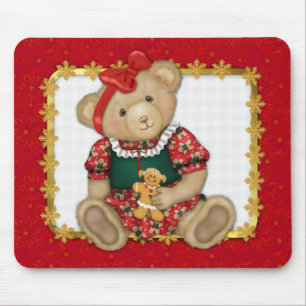 Beary Merry Christmas - Girl Teddy Mousepad