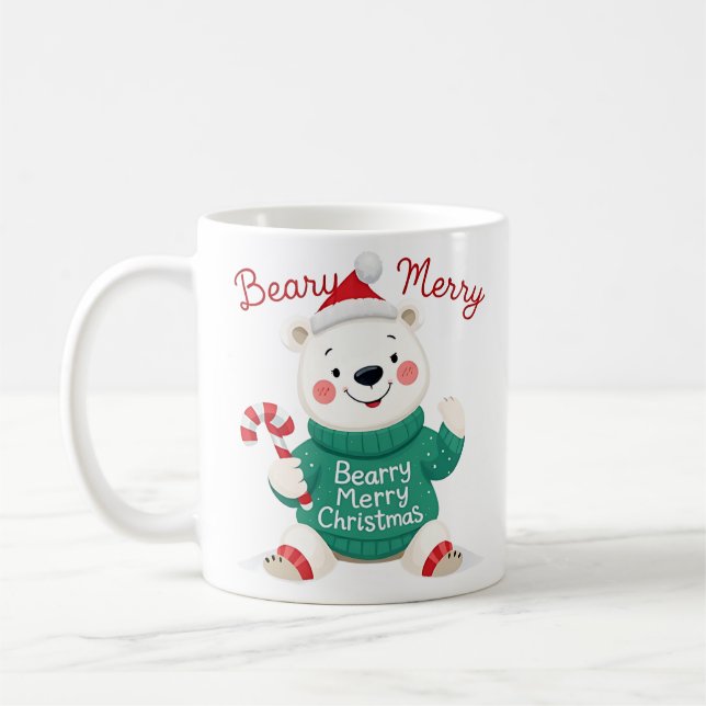 Beary Merry Christmas Polar Bear Kaffeetasse (Links)