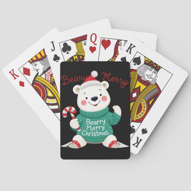 Beary Merry Christmas Polar Bear Spielkarten (Rückseite)