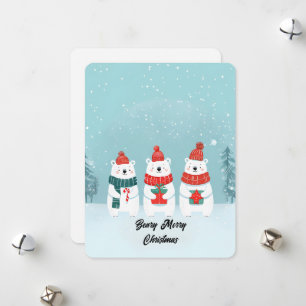 Beary Merry Christmas Polar Bears Gemütliche Acces Feiertagskarte
