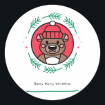 Beary Merry Christmas Runder Aufkleber<br><div class="desc">Beary Merry Christmas</div>