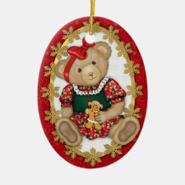 Beary Merry Teddy Bear Ornament - Oval 2 (Vorne)
