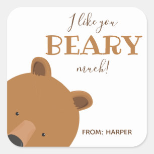 Beary Much Bear Classroom Valentine Quadratischer Aufkleber