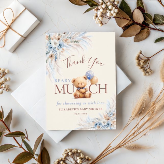 Beary Much Teddy Bear Baby Shower Thank You Dankeskarte (Von Creator hochgeladen)