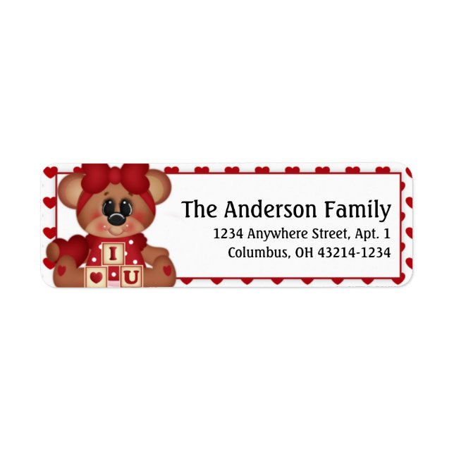Beary Much Valentine's Day Address Labels d1 (Vorne)