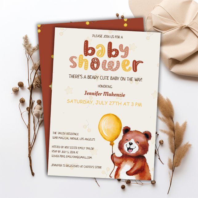 Beary Niedlich Ballon Bear Baby Dusche Einladung (Von Creator hochgeladen)