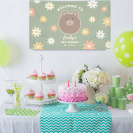 Beary Niedlich Bear Cub Sage Green Spring Baby Dus Banner