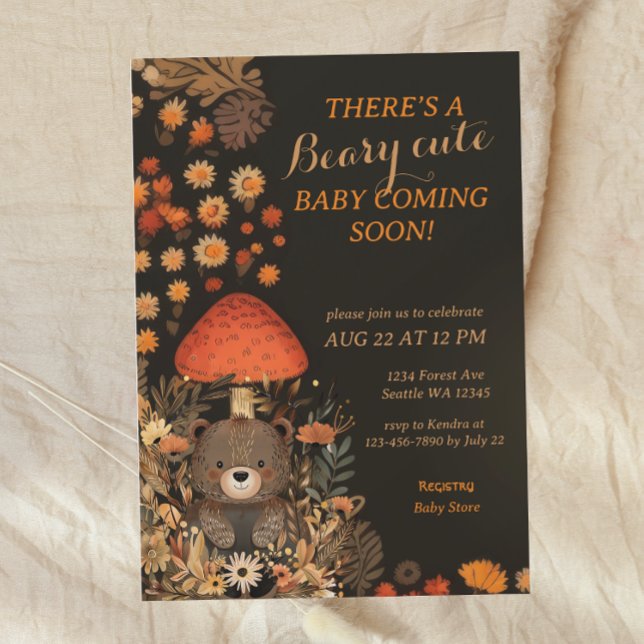 Beary Niedlich Mushroom Woodland Babydusche Einladung (Von Creator hochgeladen)