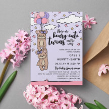 Beary Niedlich Pink Girl Twins Baby Dusche