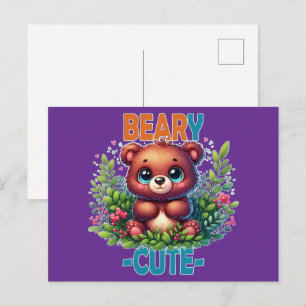 Beary Niedlich. Teddy Bären Cartoon lächelt. Funny Postkarte