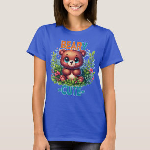 Beary Niedlich. Teddy Bären Cartoon lächelt. Funny T-Shirt