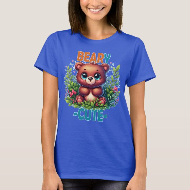 Beary Niedlich. Teddy Bären Cartoon lächelt. Funny T-Shirt (Vorderseite)