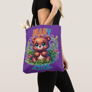Beary Niedlich. Teddy Bären Cartoon lächelt. Funny Tasche