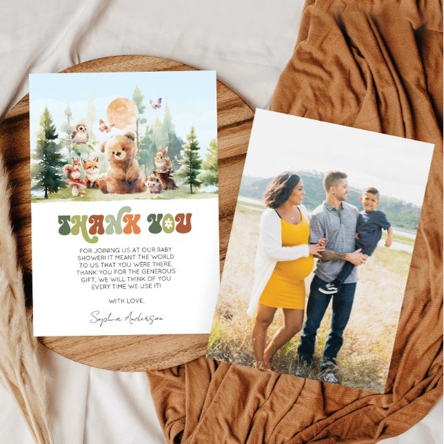 Beary Niedlich Woodland Babydusche Dankeskarte (Beary Cute Woodland Baby Shower Thank You Card)